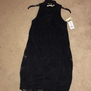 Lace Criss Cross Black Dress